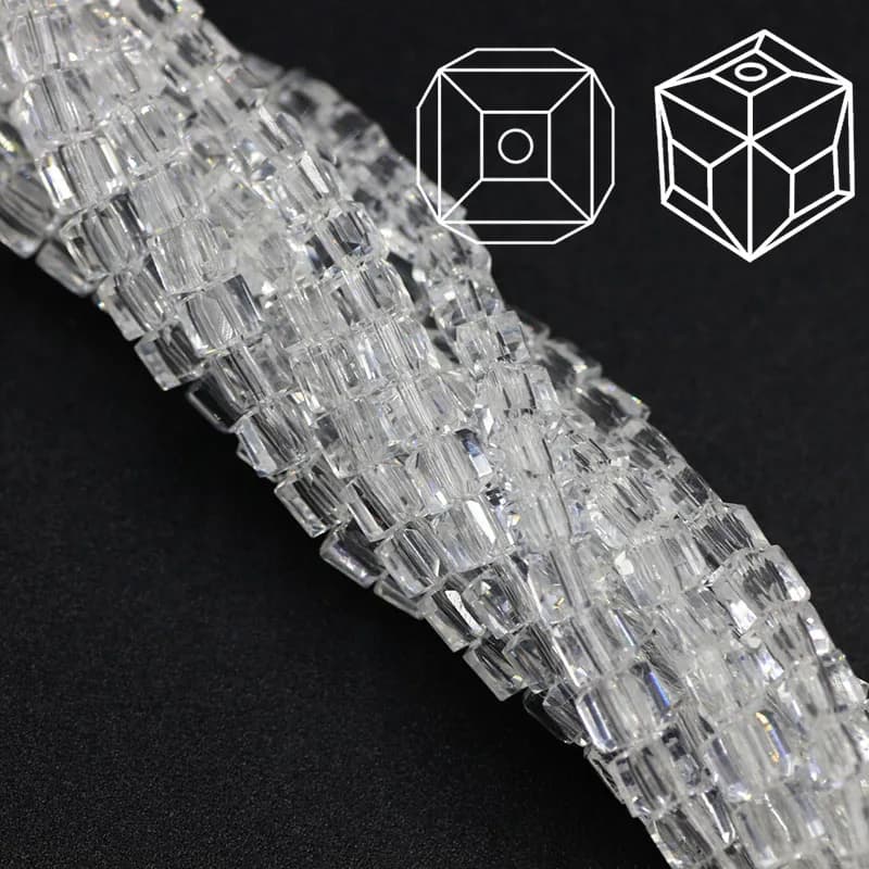 Perles carrées en cristal à facettes, cube en verre, perles chinoises, gros collier, fournitures d'a