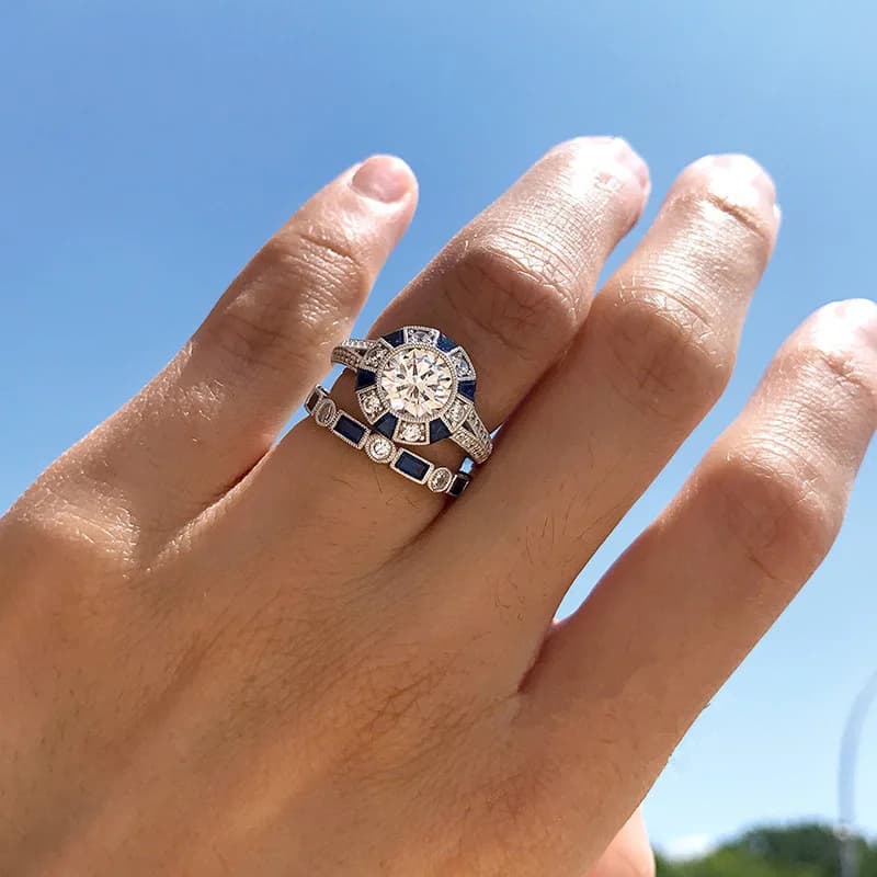 Buyee – ensemble de grandes bagues en argent Sterling 925 pour femmes, bague en cristal bleu, mode l