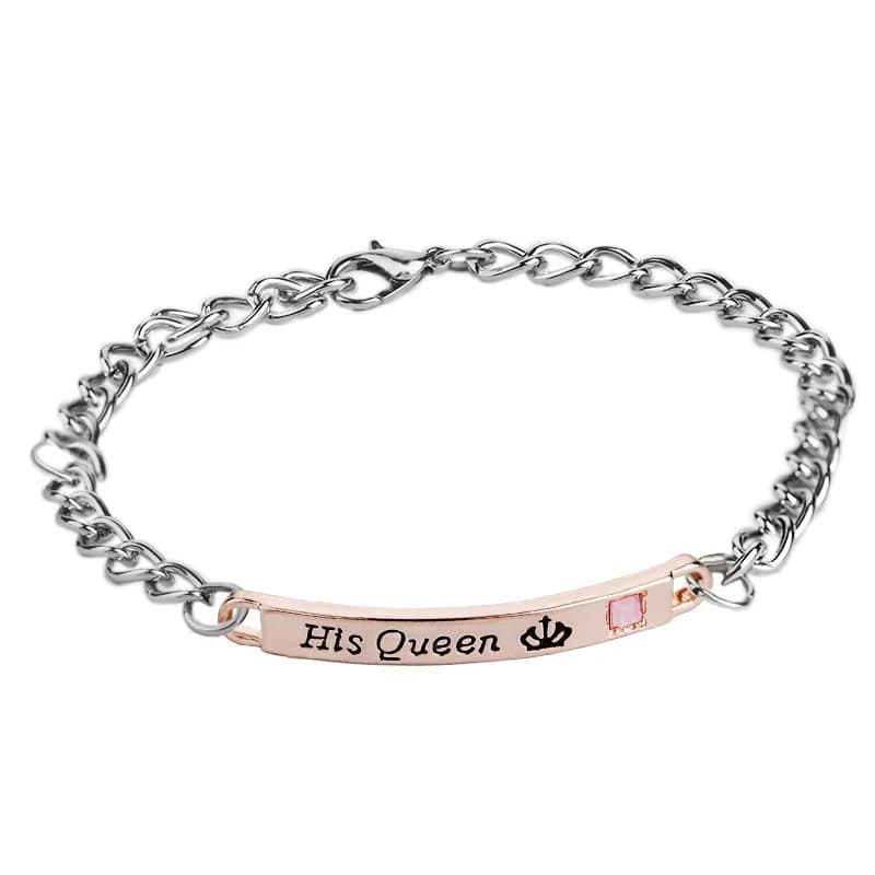 Mode noir Rose or couleur charme sa reine son roi belle bête cristal mâle Bracelet bijoux pour homme
