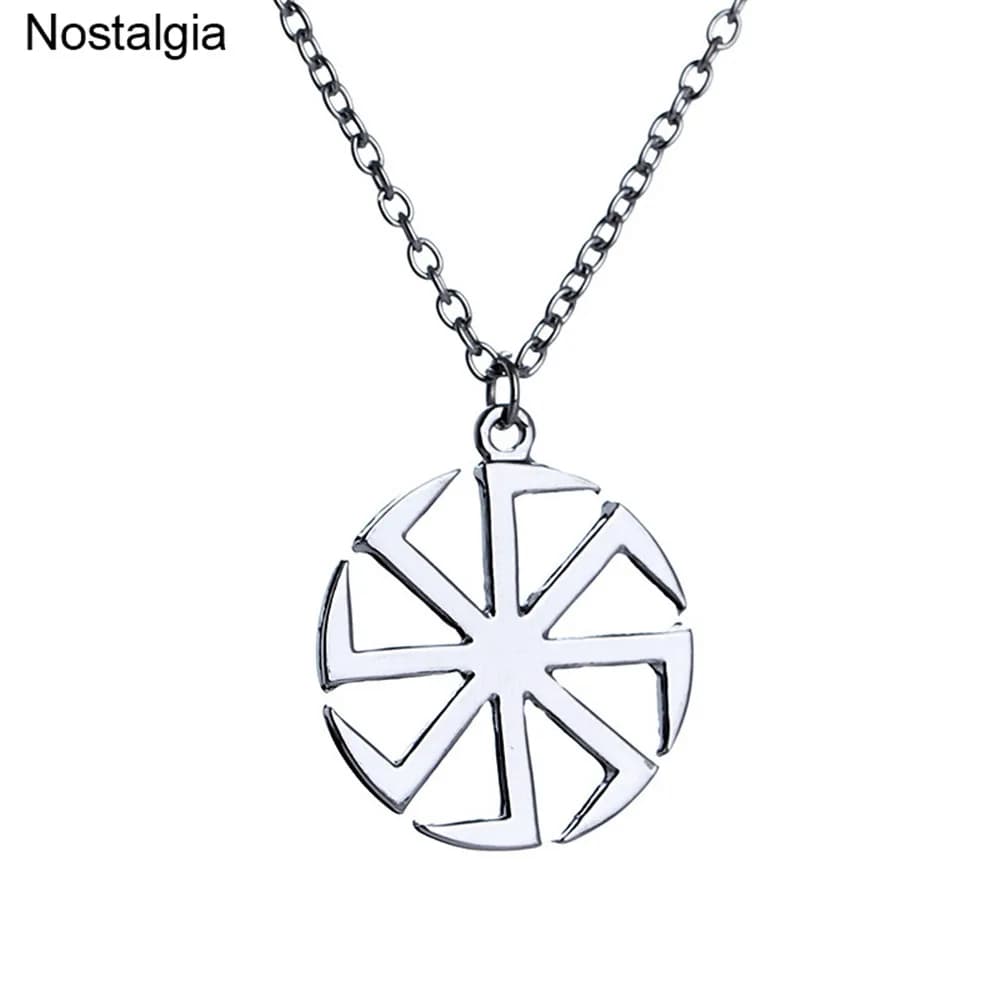 Nostalgie slave Kolovrat pendentif roue amulette païenne Wicca bijoux collier Talisman russe