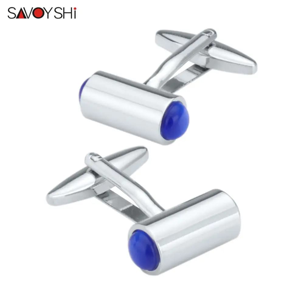 Boutons de manchette en opale bleue pour hommes, boutons de manchette de chemise, bouton de manchett