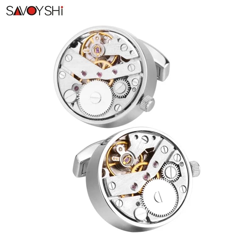 Boutons de manchette mécaniques SAVOYSHI pour homme, avec mouvement de montre, fonctionnels, pour ch