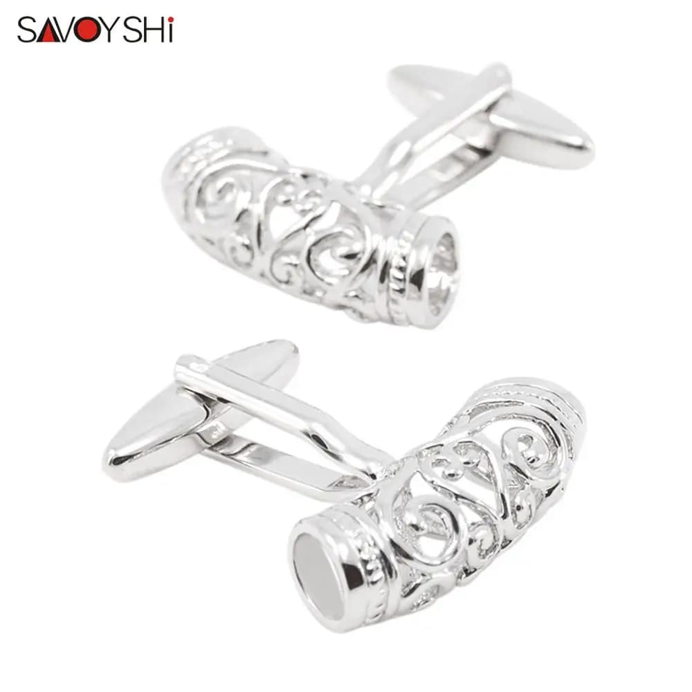 SAVOYSHI boutons de manchette ovales simples à motif Vintage pour hommes, manchettes de chemise fran