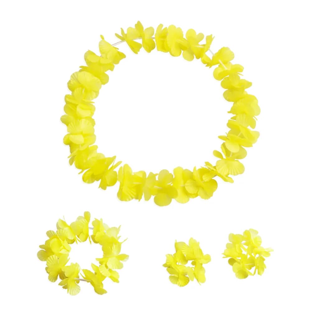 Collier et bracelet guirlande hawaïenne pour enfants, fleurs artificielles, guirlande de plage, acce
