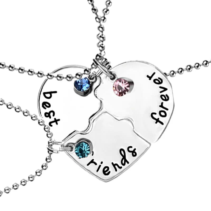 3 pièces/ensemble mode charme meilleurs amis pour toujours collier coeur cassé bleu/bleu ciel/rouge 