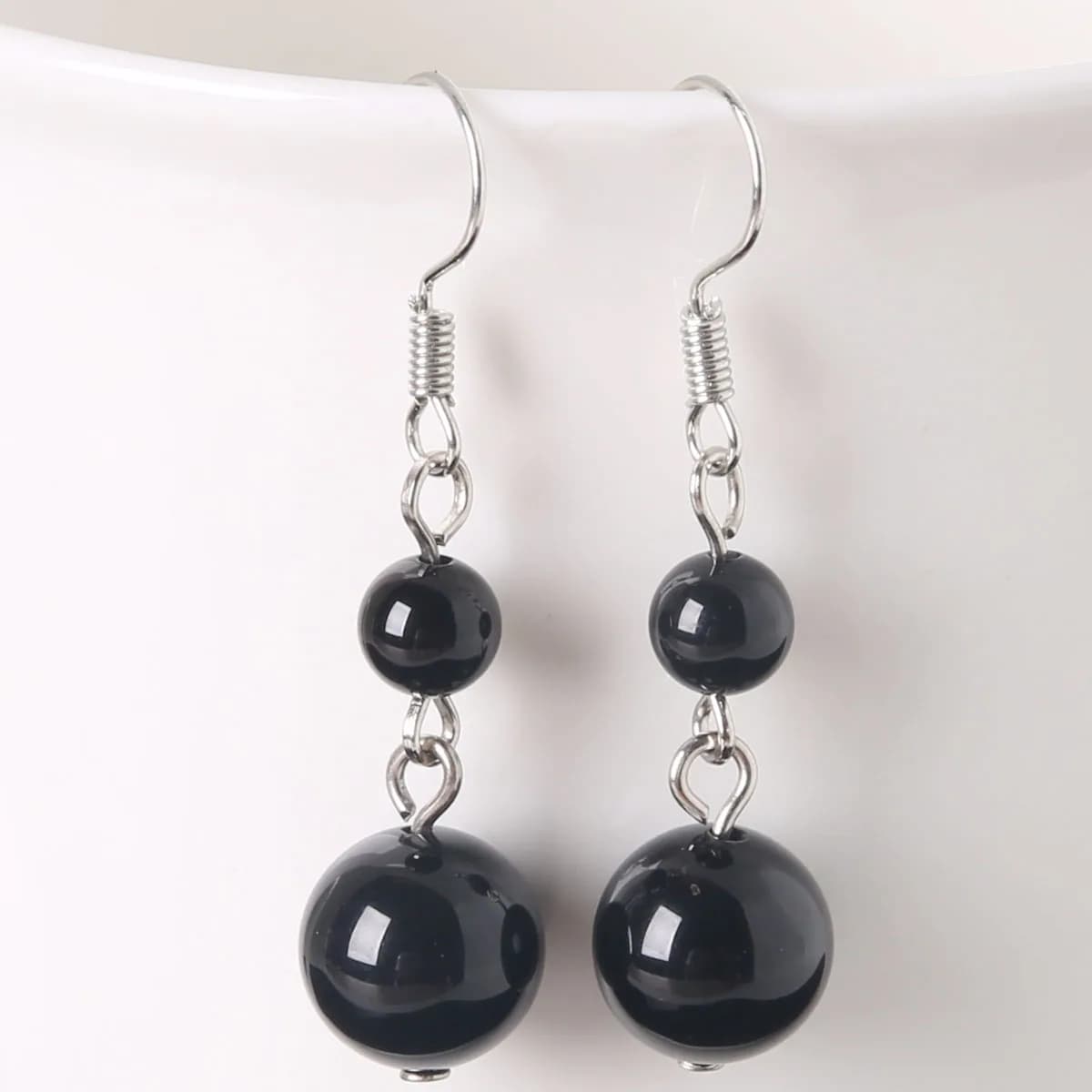 Déclaration de mode Vintage femmes perles de pierre naturelle gemme suspendus boucles d'oreilles lon