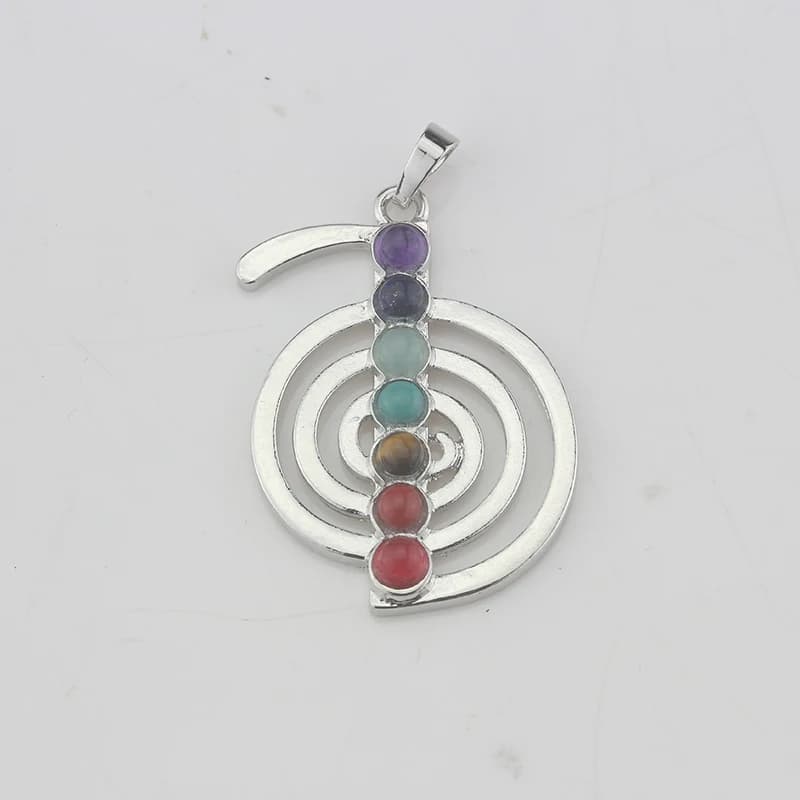 Collier Pendentif Chakra pour Homme et Femme, Bijoux Panoramique, Perle de Pierre Plaqué ChimSilver 