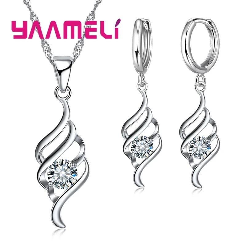 Ensembles de bijoux pour femmes, breloques en argent Sterling 925, pendentif, collier, boucles d'ore