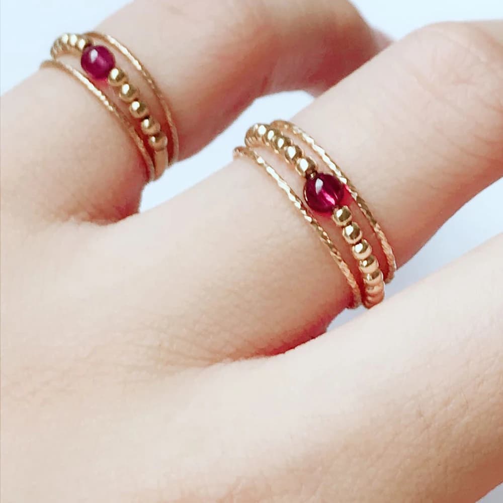 Bagues en grenat naturel fait à la main pour Femme, bijoux en or, style Boho