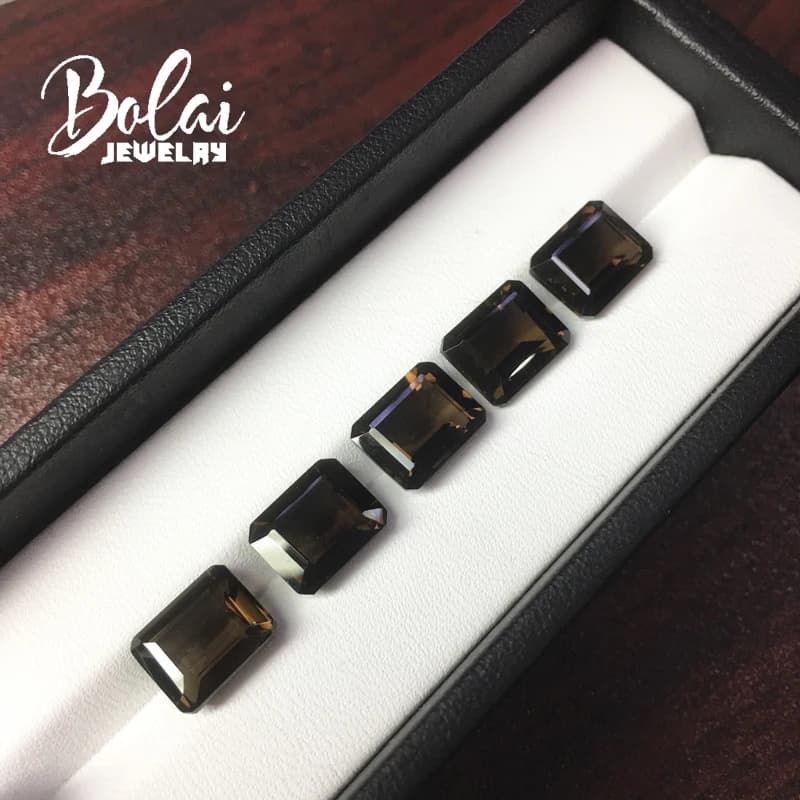 Bolaijewelry, quartz fumé naturel octobre 8*10mm 5 pièces/17.35ct pour le montage de bijoux en argen