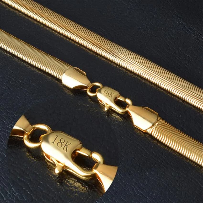 Collier JORough en or pour homme, collier long, bijoux fantaisie, vente en gros, 18 K, 6mm, 50cm, 20