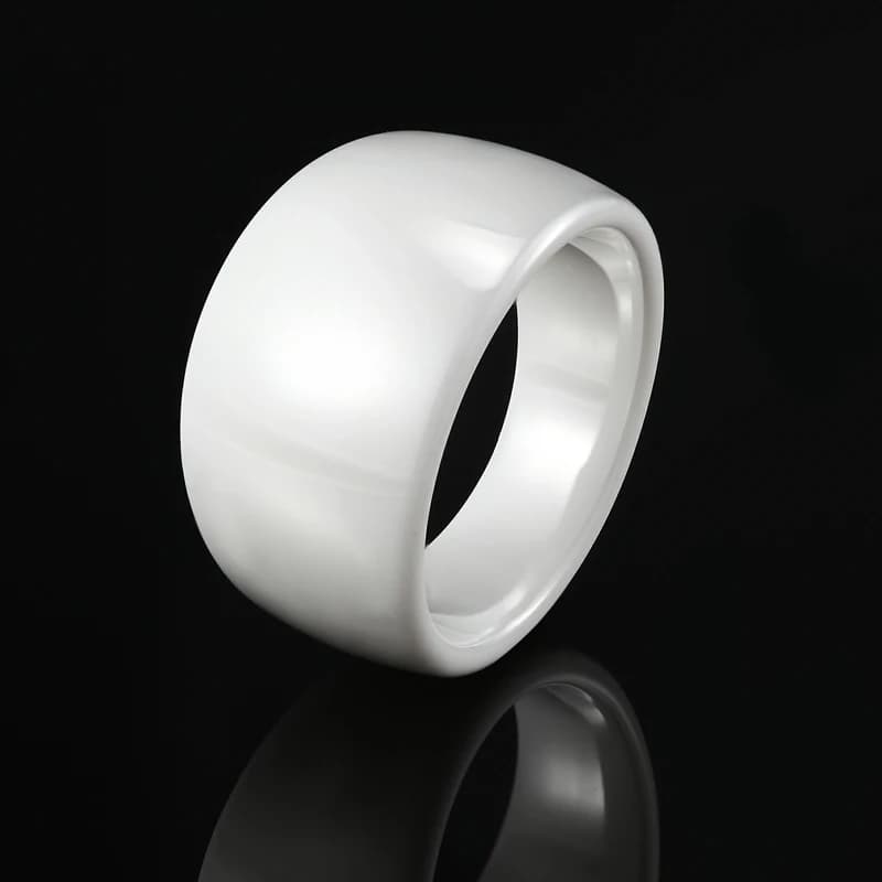 Bague en céramique incurvée lisse, Design classique, noir et blanc, pour hommes et femmes, bijoux de