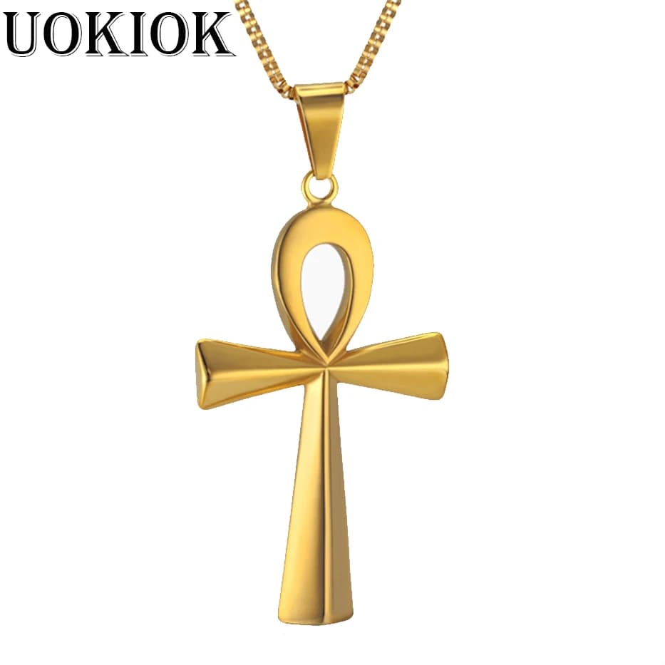 Collier pendentif à breloque croix Ankh égyptienne pour femme/hommes clé de vie couleur or argent ac