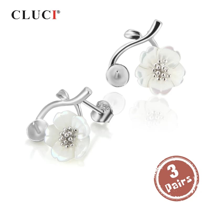 CLUCI – boucles d'oreilles en argent Sterling 925, 3 paires, vente en gros, bijoux en forme de fleur