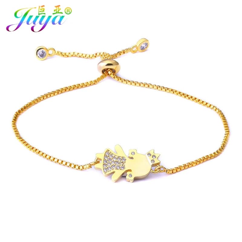 Juya – bracelets à breloques plaqués or 18 carats, faits à la main, pour maman, garçon, fille, cadea