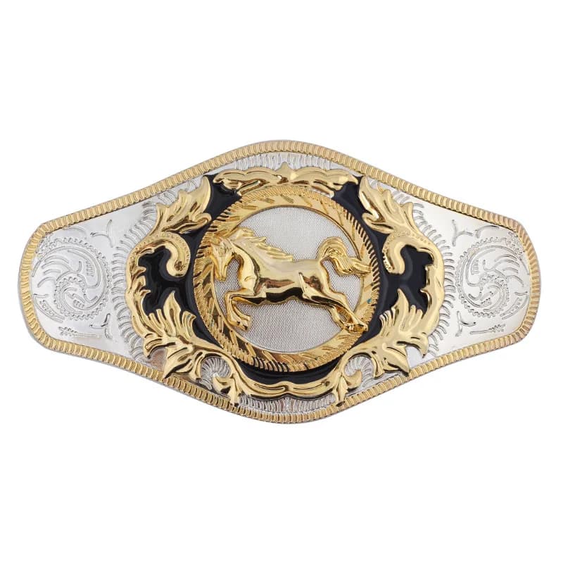 Accessoires de ceinture en alliage Double couleur, boucle cheval doré, Super grands