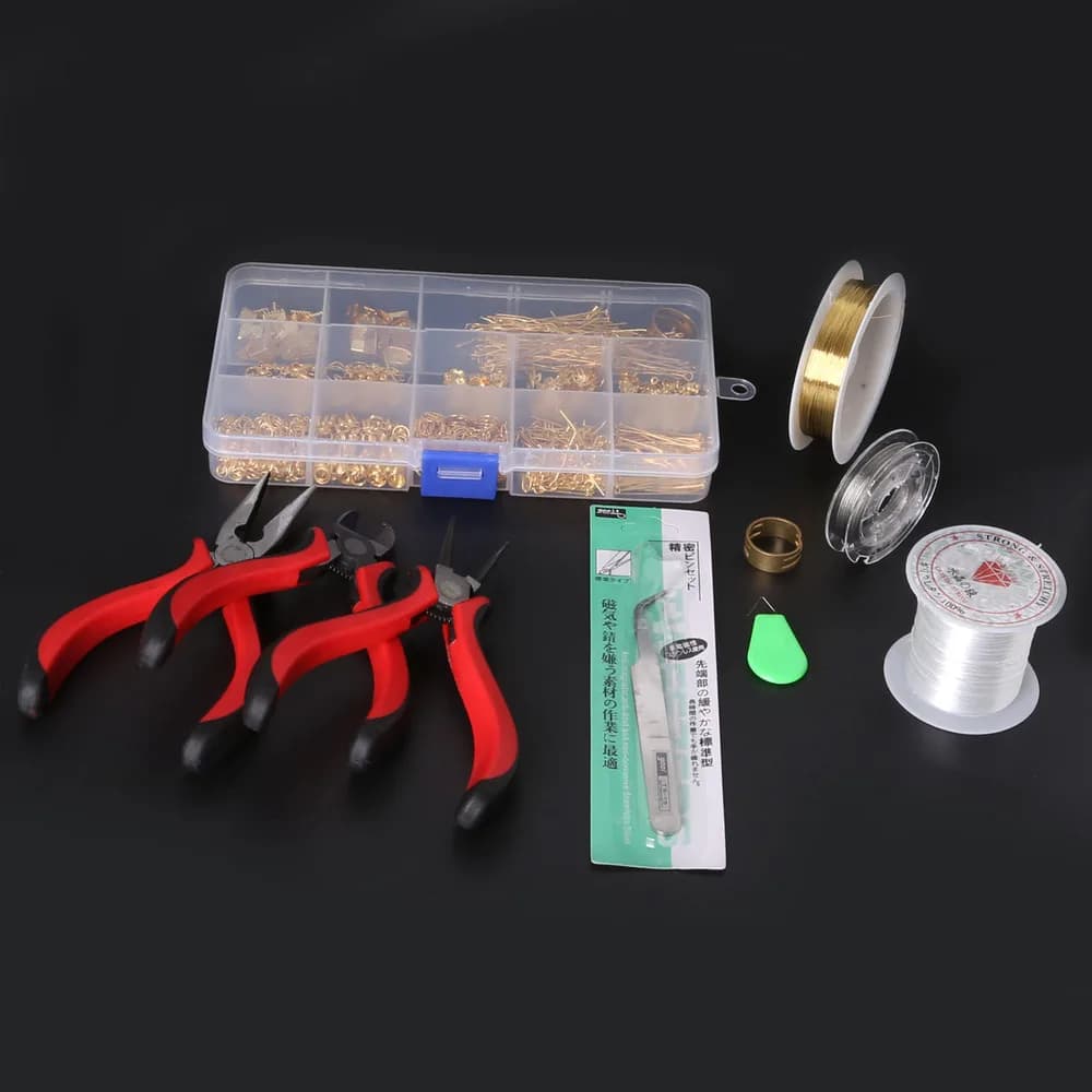KIT de fabrication de bijoux, 1 ensemble, bouchons de perles/conclusions/pinces/broches/anneaux à sa