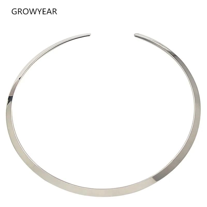 Collier bohème à col court pour femmes, bijoux couples ronds ouverts, couleur argent, acier inoxydab