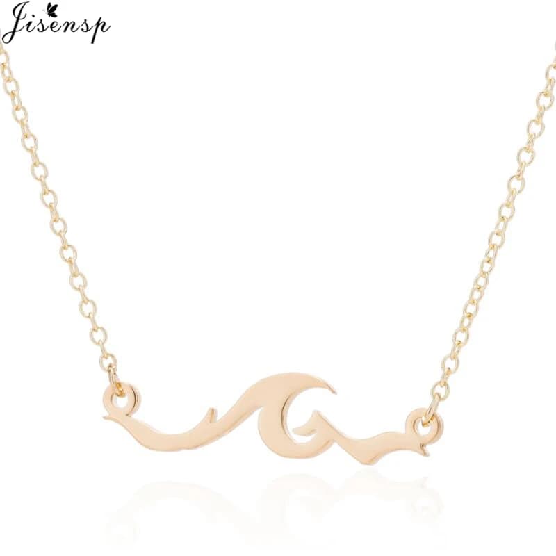 Collier pendentif vague en acier inoxydable Jisensp, bijoux de plage pour femmes, collier ras du cou