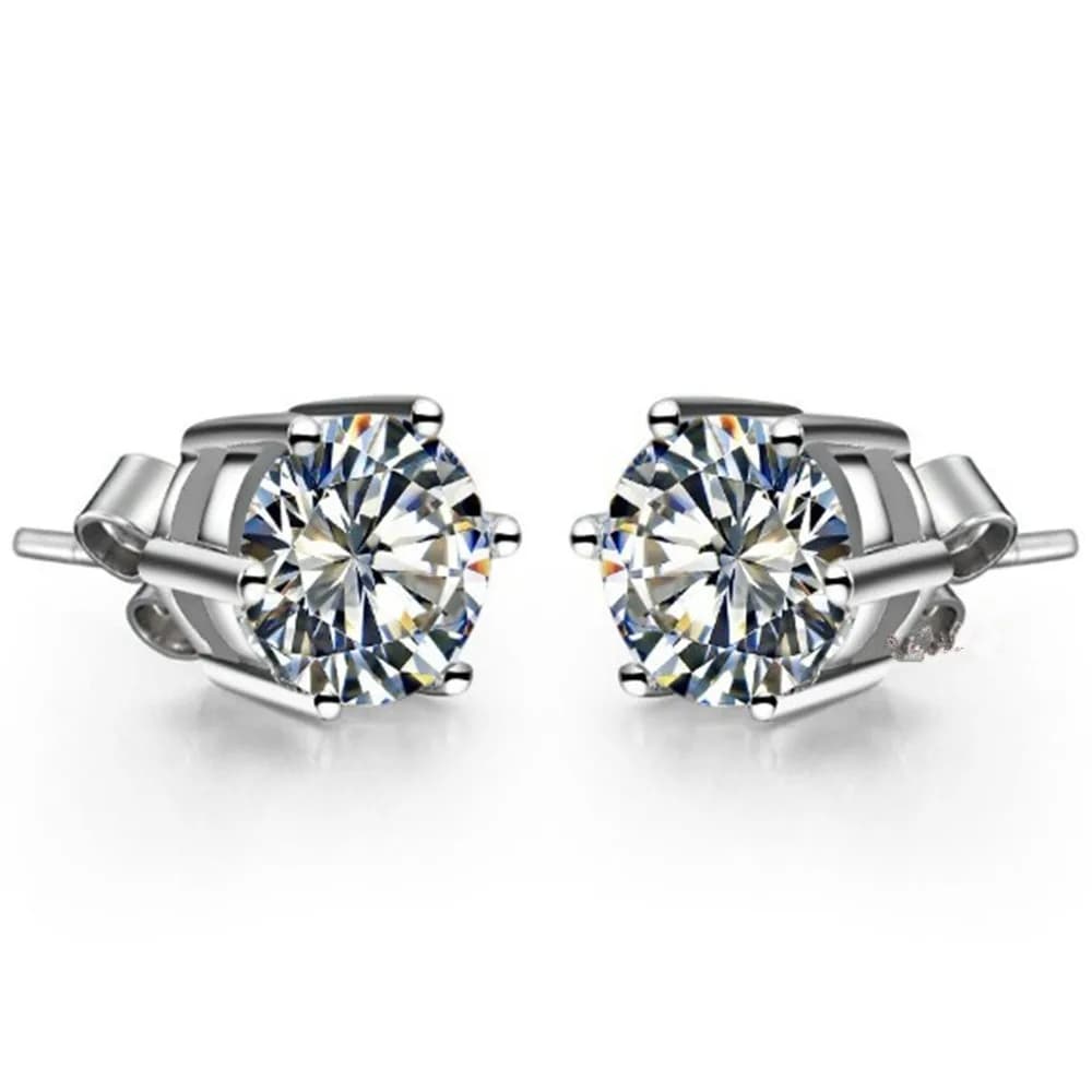 Boucles d'oreilles en platine pur pour femmes, 1CT/pièce, diamant, populaire, Six dents, bijoux d'or