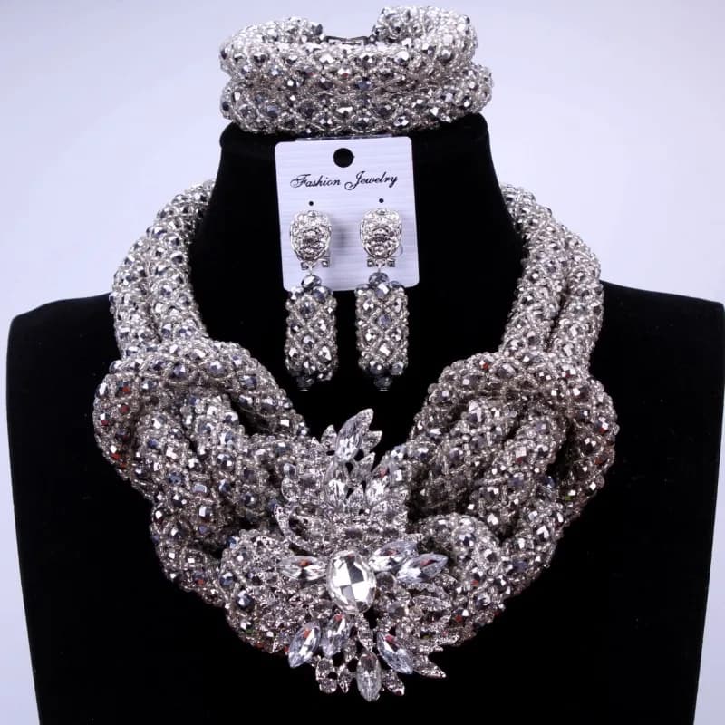 Ensembles de bijoux africains de luxe pour femmes mariées, perles de mariage nigwin, document en or,