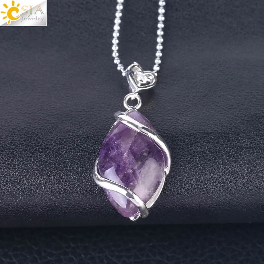 CSJA –pierre naturelle et cristaux pour femmes, collier pendentif pierre naturelle , pierres de guér