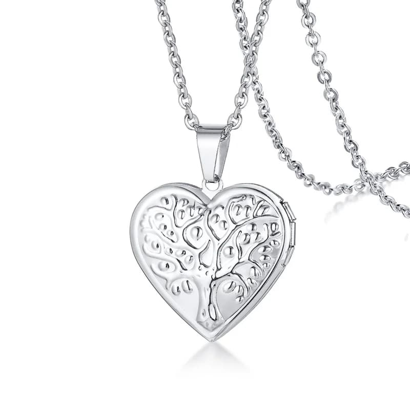 Colliers avec pendentif médaillon en forme de cœur ovale pour femmes, cadre Photo en acier inoxydabl