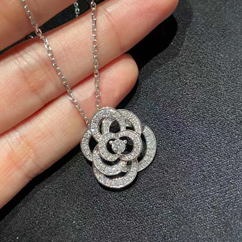 Collier pendentif camélia de luxe pour femmes, mode AAA, zircone cubique, chaîne de clavicule réglab