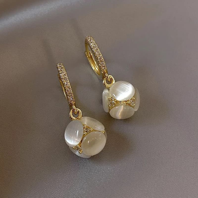 Boucles d'oreilles en or 18 carats pour femmes, bijoux élégants en opale, nouveaux bijoux classiques