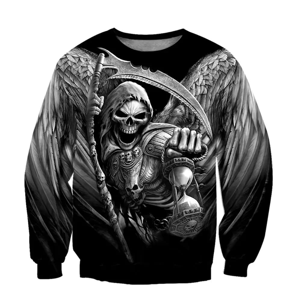 Sweat à capuche imprimé crâne de mort 3D pour hommes, sweats à capuche unisexes, pull zippé, veste d