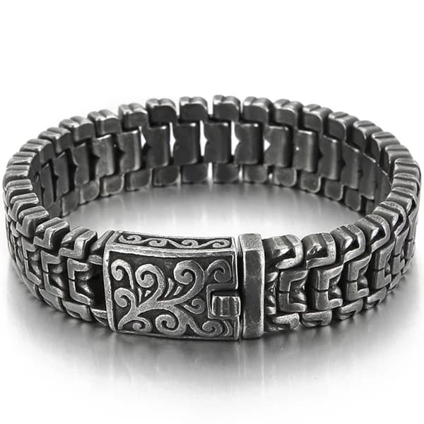 Bracelets pour homme en acier inoxydable couleur or massif, style vintage, avec poignées, accessoire