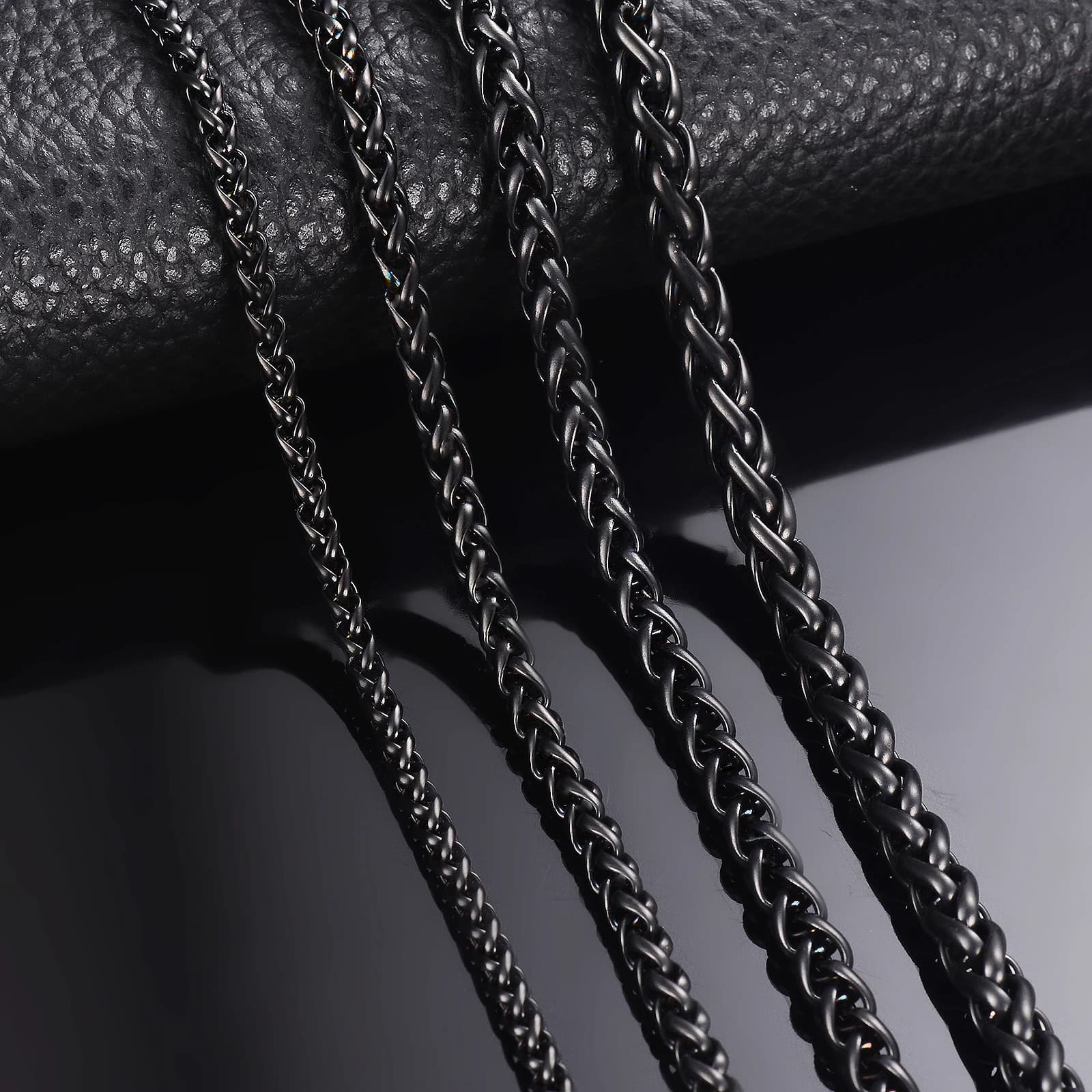 1 pièce largeur 3mm/4mm/5mm/6mm couleur noire quille lien chaîne collier pour hommes femmes en acier