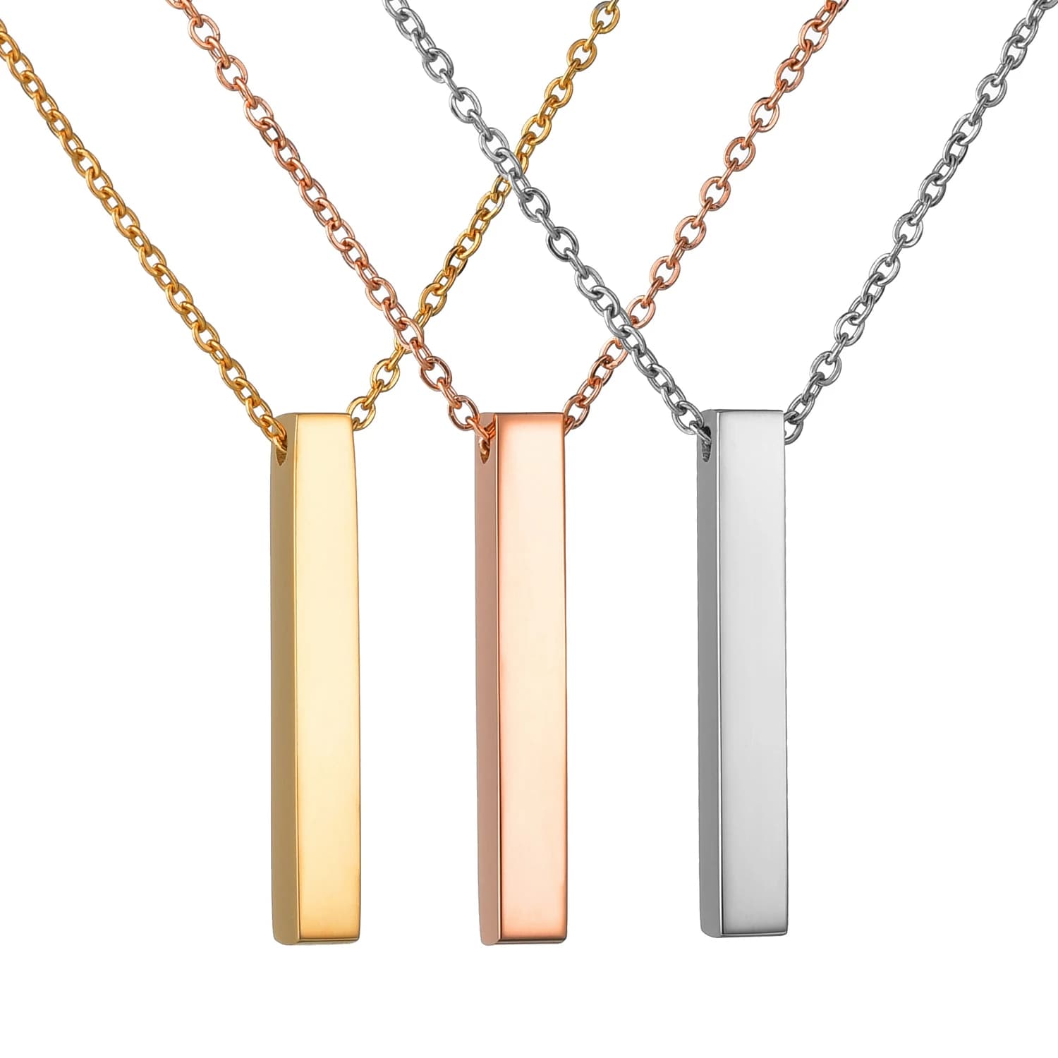 Atoztide personnalisé quatre côtés gravure carré pendentif colliers en acier inoxydable gravé nom Da