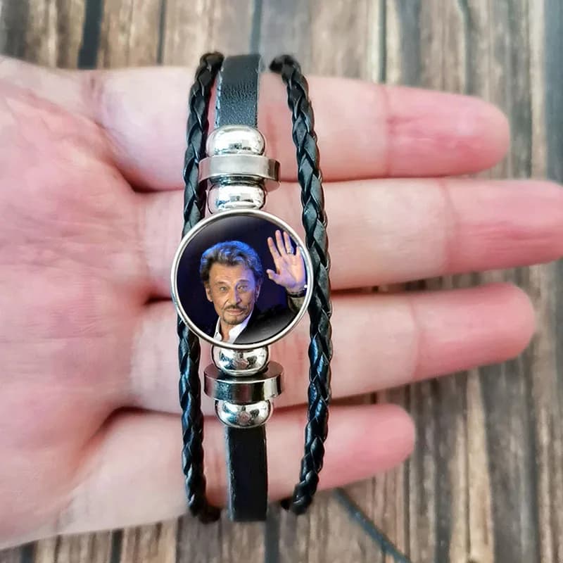 Bracelet classique Johnny Hallyday pour hommes, Photo personnalisée, Punk, à la mode, breloque, bijo