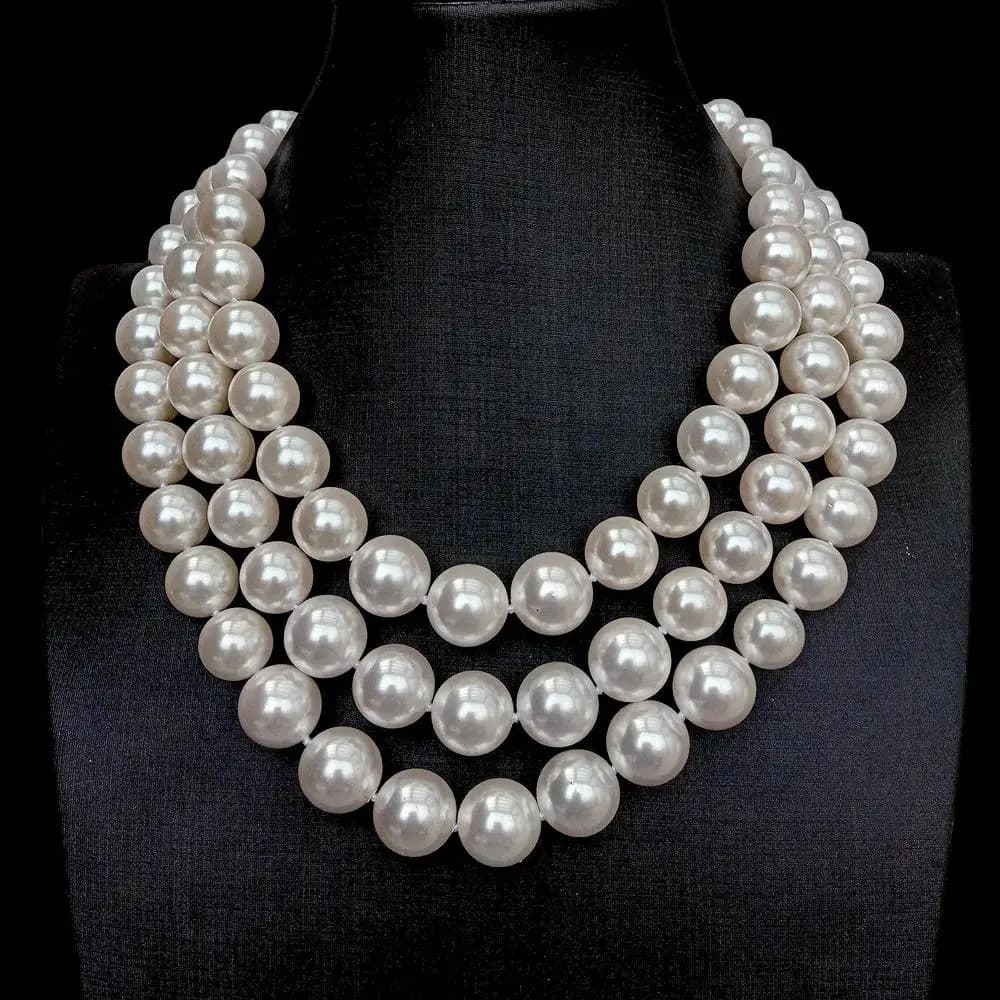 Y · YING – collier à 3 rangées de perles de coquillages blancs, collier gradué, bijoux multicouches