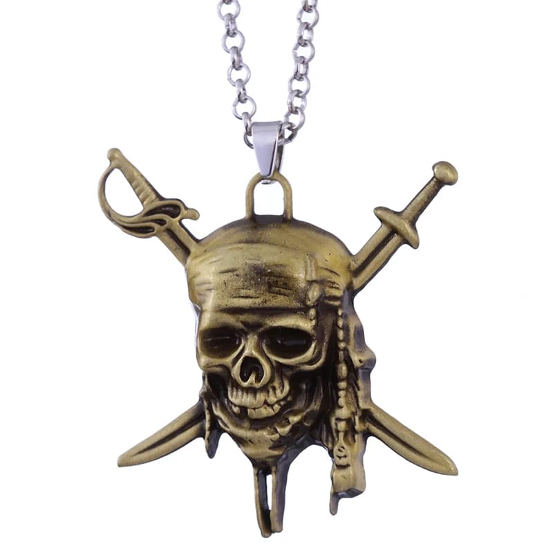 Collier à breloques Vintage des Pirates des caraïbes, 20 pièces/lot, pendentif avec crâne Jack Sparr
