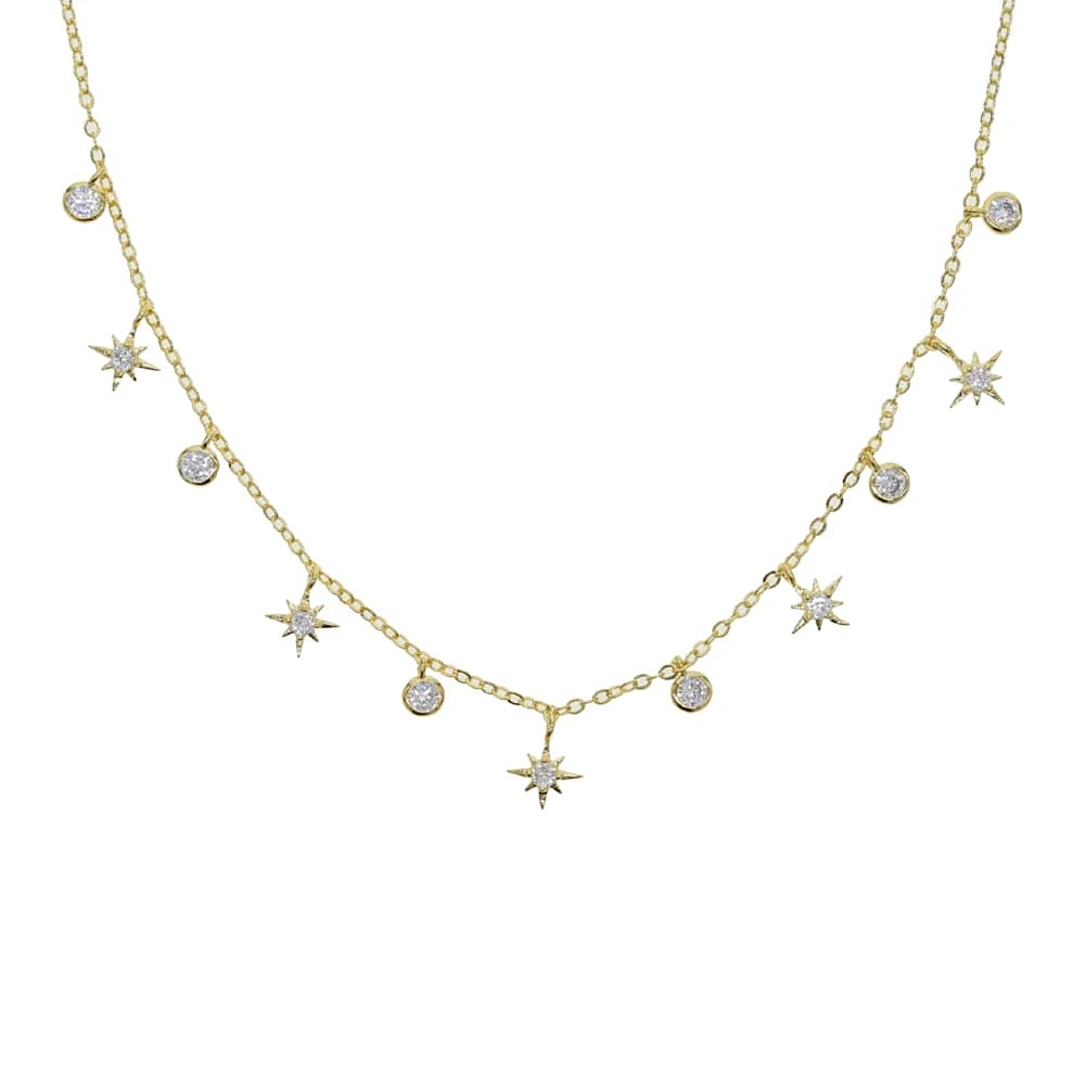 Collier ras du cou à breloque étoile cz, couleur or argent, vente en gros, bijoux tendance pour femm