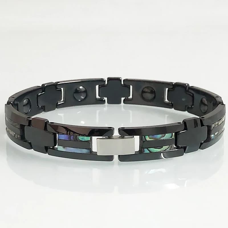 Bracelets en céramique noire pour homme, bracelet de luxe en coquillage naturel, bracelet magnétique