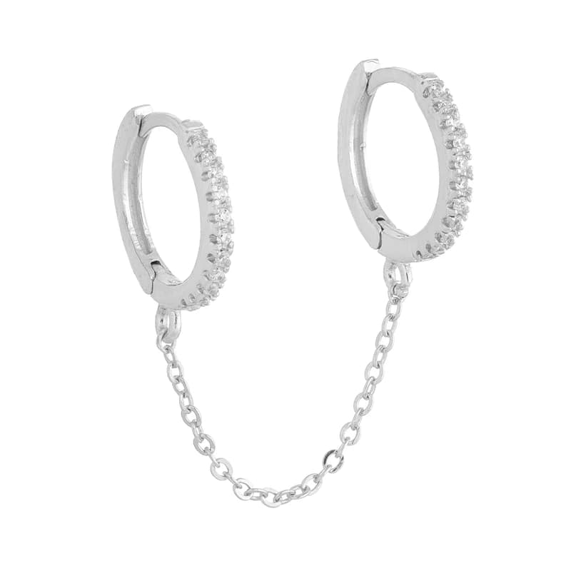 Huitan – boucles d'oreilles Piercing à deux trous pour femmes, une pièce, cristal brillant, Zircon, 