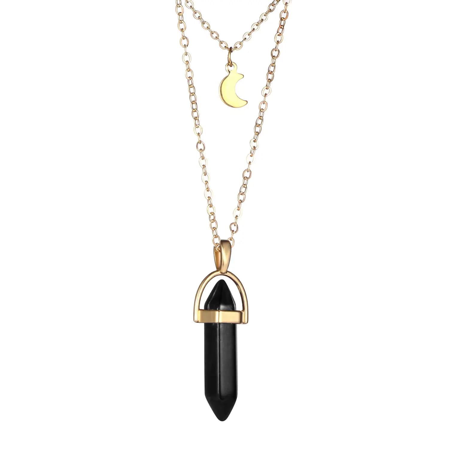 Colliers de guérison en cristal irrégulier pour femmes, pendentifs multicouches en opale de lune, pi