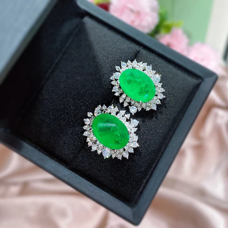 GICA GEMA – boucles d'oreilles Tourmaline bleu vert, en argent Sterling 925 véritable, 10x14mm, oval