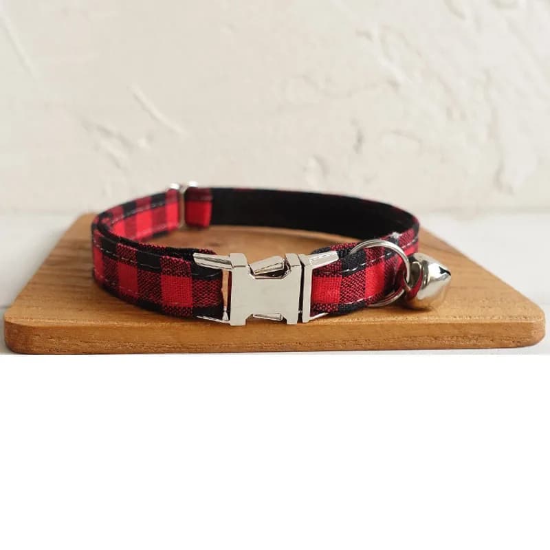 Collier de chat nom personnalisé colliers de chaton avec cloche collier à carreaux réglable pour col