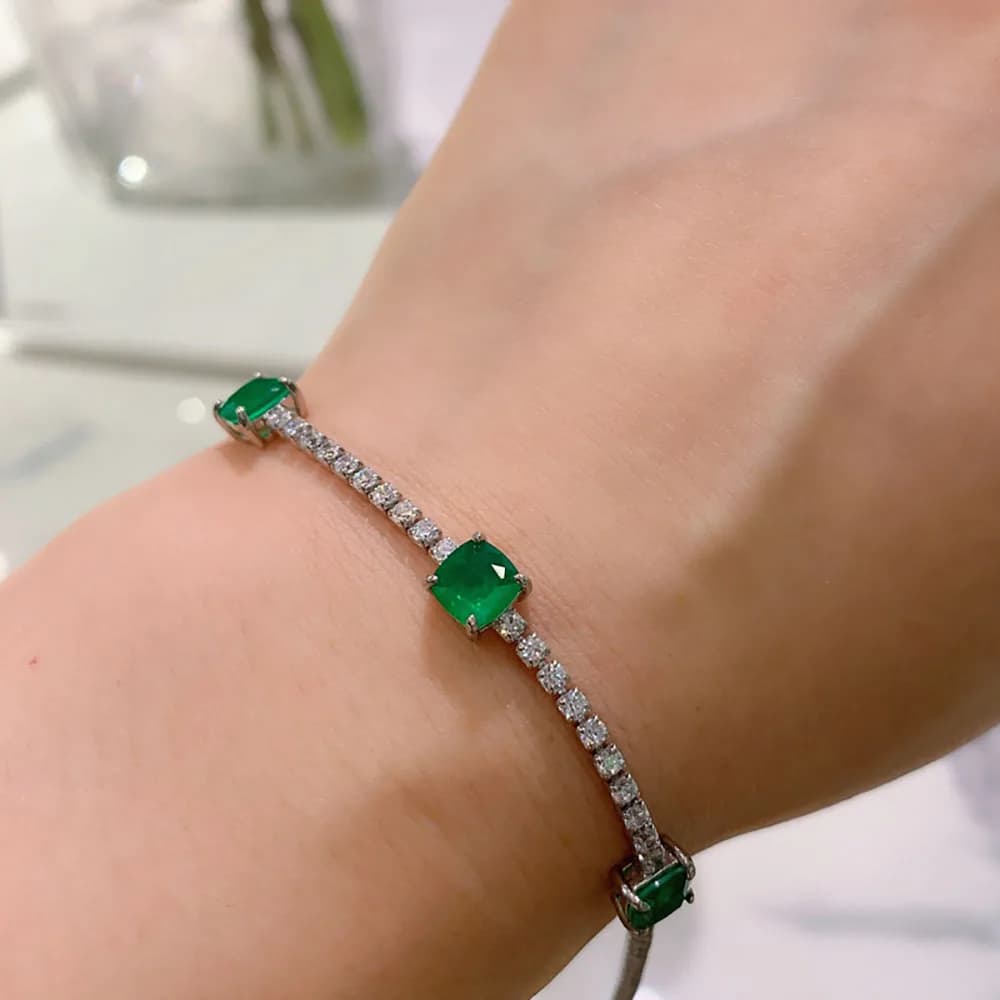 KNRIcalls-Bracelet en Pierre Précieuse Créée pour Femme, Améthyste, Aigue-Marine, Joaillerie Fine, V