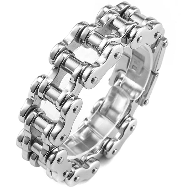 Bracelet chaîne moto Rock And Roll pour homme, en métal, grande taille 22/24 cm de long, 21 mm de la