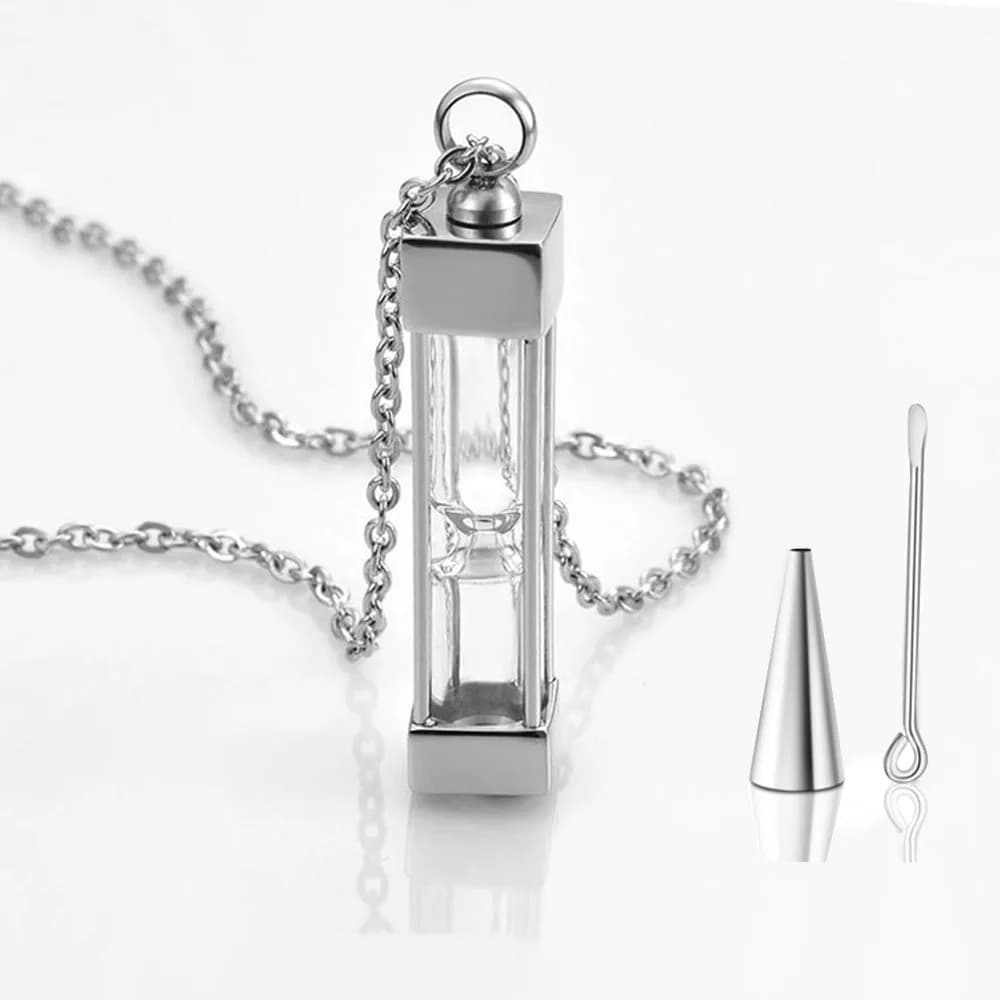 Collier d'urnes en sablier éternel pour cendres, bijoux de crémation, souvenir, pendentif commémorat