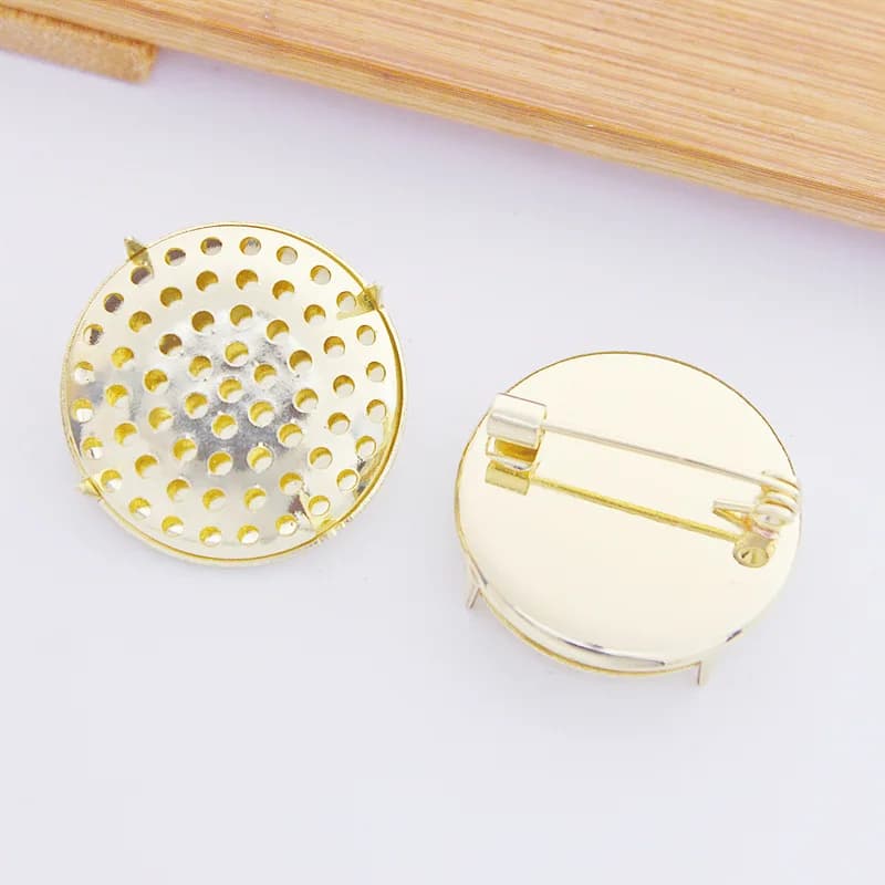 Broche Ronde en Cuivre de 2.5cm, Base de Cabochon, Lunette Vierge, pour Bricolage, Accessoires de Di