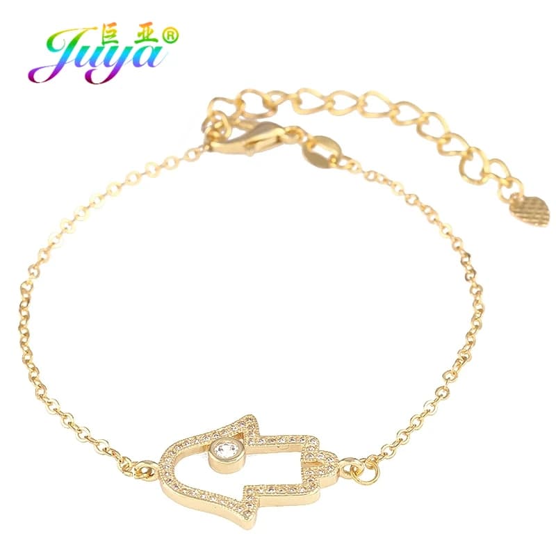 Juya – bracelets à breloques en forme de main de Fatima plaquée or 18 carats, faits à la main, pour 