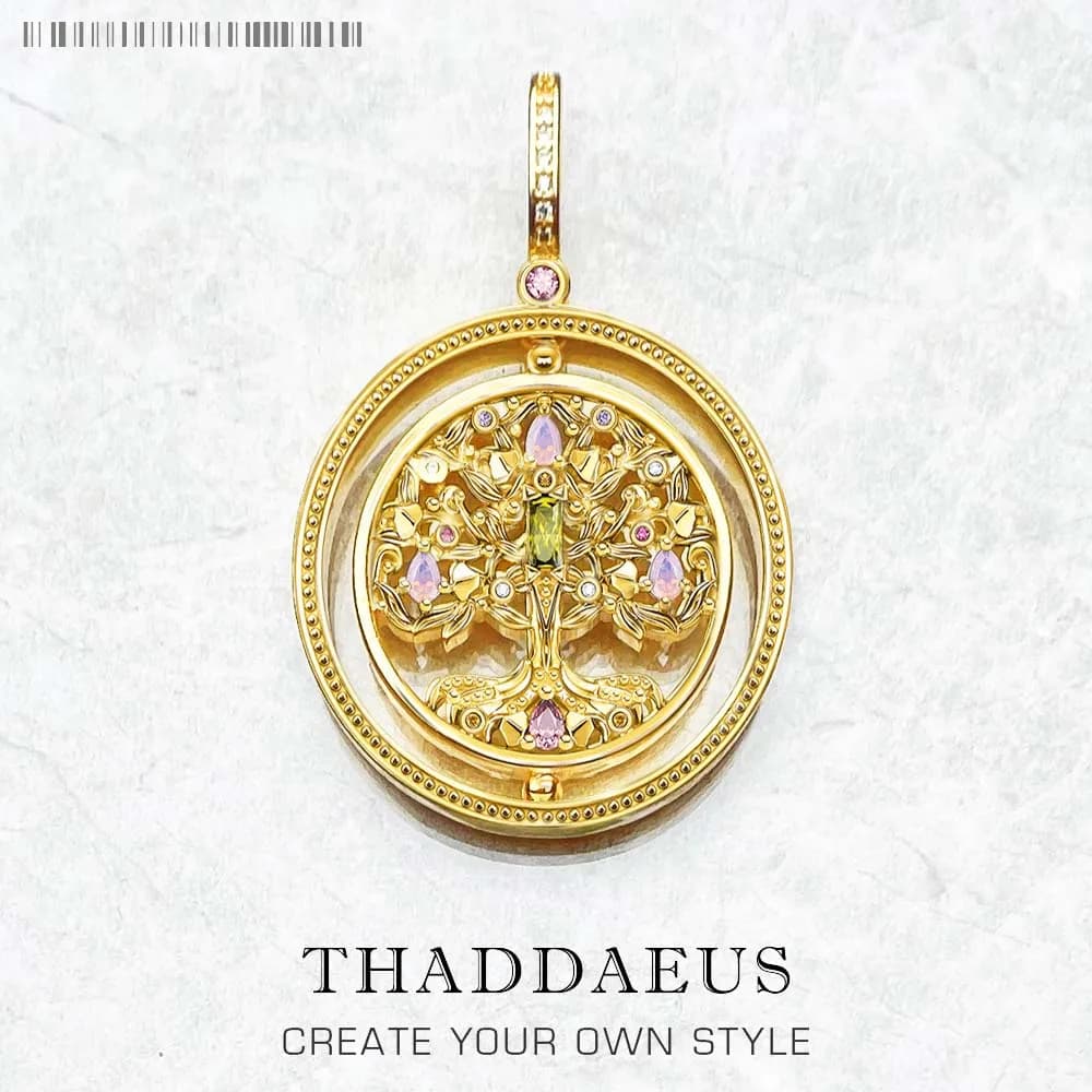 Pendentif arbre coloré doré, bijoux fins de marque européenne en argent Sterling 925, cadeau d'amour