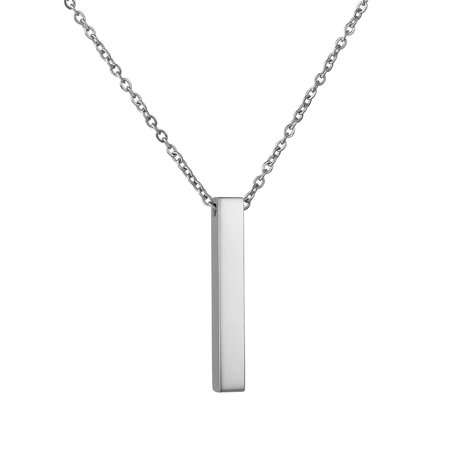 Pendentif de barre carrée gravé sur 4 côtés, nom et Date personnalisés, collier en acier inoxydable 