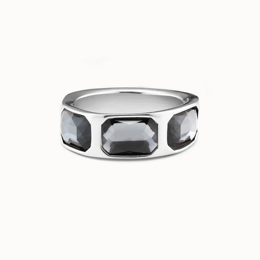 Bague incrustée de pierres précieuses de luxe élégantes, avec coupe géométrique de style rétro, bijo